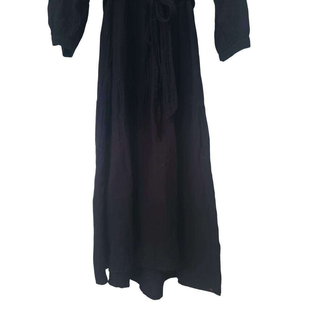 Xirena 100% Cotton Gauze Long Sleeve Maxi Dress Black Size Medium - Picture 3 of 8